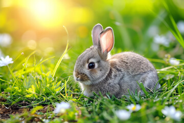 Adorable Rabbit Enjoying The Sunshine In A Lively Summer Garden