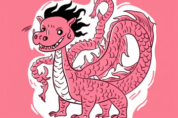 Obraz premium Cute pink dragon
