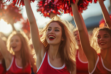 Energized Cheerleaders Empowering The Team With Their Enthusiasm And Spirit