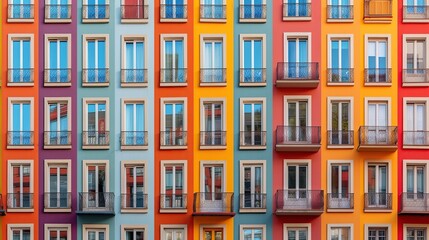 Naklejka premium Creative multi-colored facade of the house. Front view