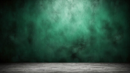 green room with wall and floor, green texture paint background, panorama size banner