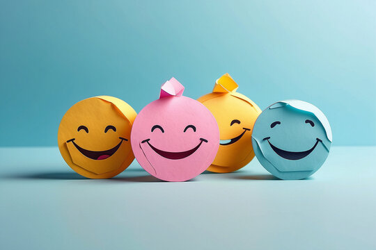 Choosing Happiness Hand Selecting a Paper Cut Happy Smile Face - Positive Feedback, Good Ratings, and Satisfying Customer Reviews. Ideal for Experience, Satisfaction Surveys, Mental Health Assessment