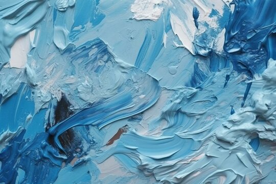 Textured blue acrylic paint background. Generative AI