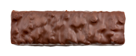 Chocolate bar with nuts on a white background. View from above. Chocolate isolate