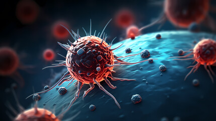 Cell background, virus cells, medical research background
