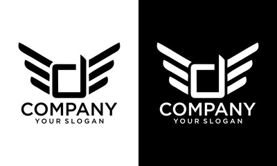 letter D logo template design with wings. D creative logo with wings. modern logotype symbol. wing logo. vector symbol of freedom. flying icon