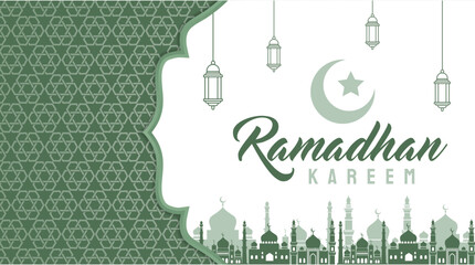 Vector Ramadan Kareem Background with Seamless Pattern