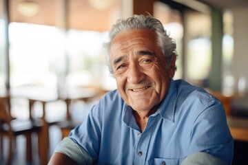 Portrait of a smiling senior man in nursing home - obrazy, fototapety, plakaty