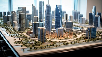 Fototapeta premium Business project of the future architectural model of the city development