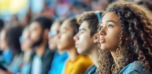 Diverse Group of People Sitting Together in a College Setting Generative AI