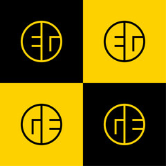 Simple EG and GE Letter Circle Logo Set, suitable for business with EG and GE initial.