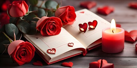 red rose and book