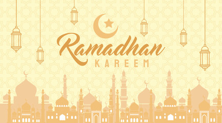 Vector Ramadan Kareem Background with Seamless Pattern