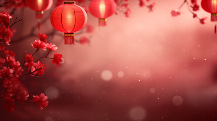 Beautiful Chinese New Year red lanterns on festive background picture
