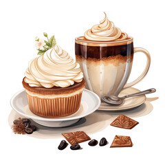 cliparts bundle water color of coffee and cake