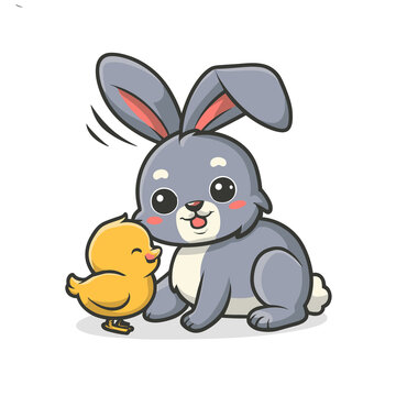 Easter bunny with chick