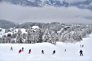 Ski resort Courchevel by winter 