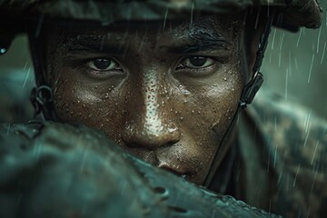 Bangladesh soldier close up. Modern soldier of Bangladesh realistic detailed photography texture