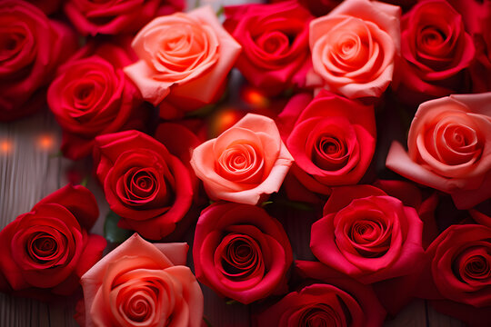 stock photo and royalty image of red rose background romantic Ai Generated