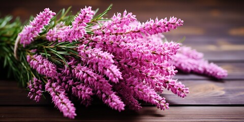 Bright, beautiful, lilac-pink bunch of common heather calluna vulgaris, concept of Vibrant