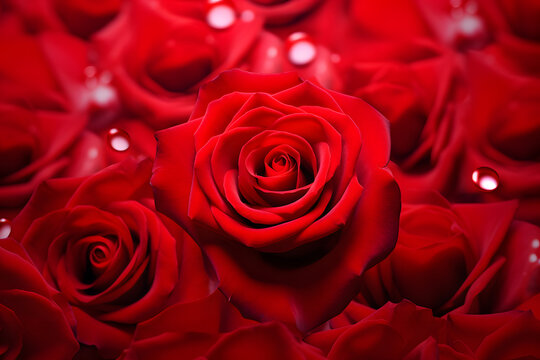 stock photo and royalty image of red rose background romantic Ai Generated