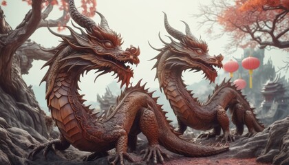 Obraz premium Beautiful fantasy dragon. Year of the Dragon according to the eastern horoscope