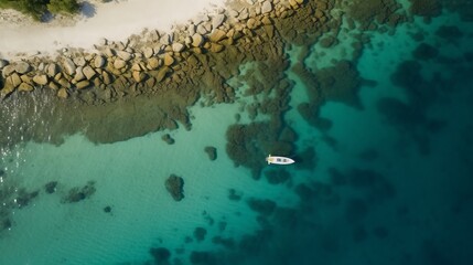 aerial view of Florida Keys or Asia. Clear azure water, transparent Water.