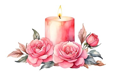 candle and roses