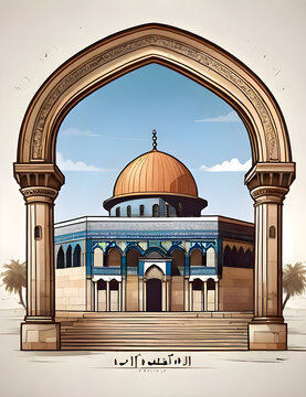 Classic, texture Al Aqsa Mosque Vector Design under the world Al Aqsa Mosque for t-shirt design on white background