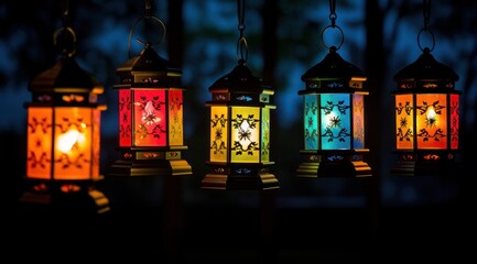 Obraz premium colorful lanterns light up the night sky