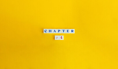 Chapter 4. Book Division, Section, Part, Specified Unit, Portion. Text on Block Letter Tiles on Yellow Background. Minimalist Aesthetic. - obrazy, fototapety, plakaty