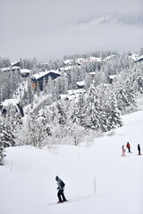Winter scenery of Courchevel ski resort by winter 