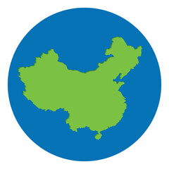 China map green color in globe design with blue circle color.