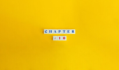 Chapter 10.Book Division, Section, Part, Specified Unit, Portion. Text on Block Letter Tiles on Yellow Background. Minimalist Aesthetic. - obrazy, fototapety, plakaty