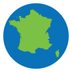 France or French map green color in globe design with blue circle color.