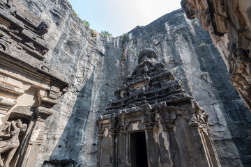 views of ellora caves in aurangabad, india