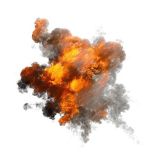 Aerial explosion isolated transparent background sketch
