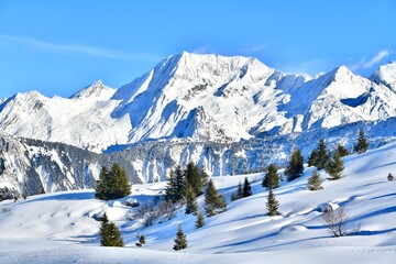 Fototapeta na wymiar Winter scenery of snowcapped mountain