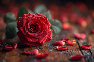 red roses on a table. Generative AI