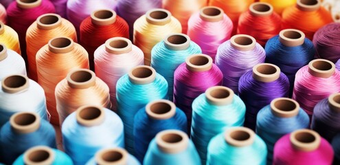 brightly colored spools of thread