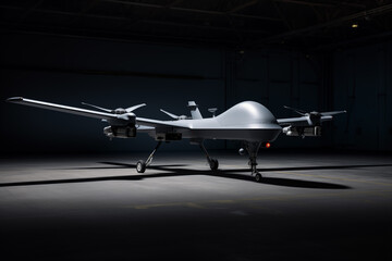 Military drone exhibit, war historical heritage. Generative AI