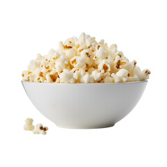 Bowl Containing a Portion of White Popcorn, Isolated on Transparent Background, PNG