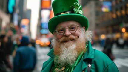 Man dressed up like Leprechaun celebrating Saint Patrick's day - obrazy, fototapety, plakaty