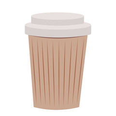 Isolated coffee cup paper container take away with lid in cartoon style on white. mock up