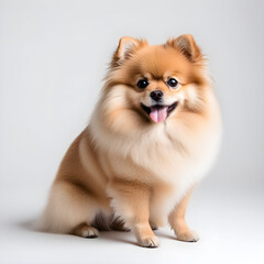 Obraz premium cute pomeranian isolated on white background. ai generative