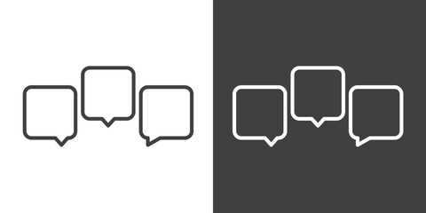 Icon of chat box in line style. Speak bubble text, cartoon chatting box, message box. Blank empty vector white speech bubbles. Cartoon balloon word design.
