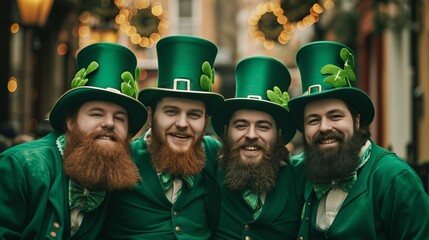 Men dressed up like Leprechauns celebrating Saint Patrick's day