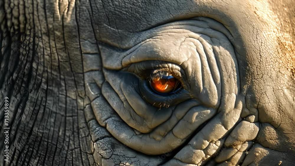 Poster closeup of a rhinos eye staring straight into the camera capturing the fear and vulnerability of the