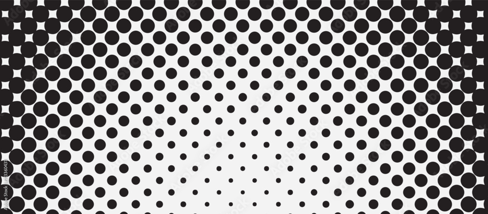 Poster black and white dotted halftone background. grunge halftone vector background in black and white col