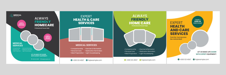 social media post home care and elderly template design 